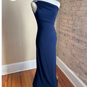 Ralph Lauren One-Shoulder Navy Dress
